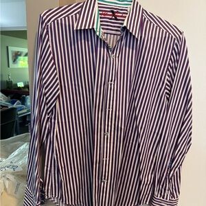 Robert Graham Purple and White Casual Button Down Shirt